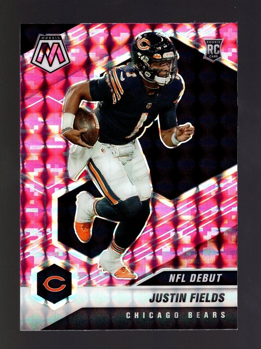 2021 MOSAIC NFL DEBUT PINK CAMO PRIZM #242 JUSTIN FIELDS RC CHICAGO BEARS