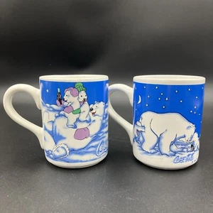 Coca Cola Osos Polares Navidad 2 Tazas 1999 Gibson - Imagen 1 de 6