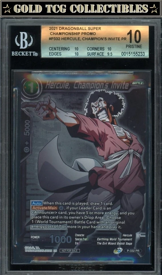 BGS 10 ⭐️Hercule Mr Satan Championship Super Card Promo DBS DBZ Z Heroes - Image 1 of 1