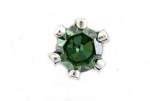 Single 2mm Round Green Blue Diamond Gemstone Gem Stone Stud Sterling Earring - Picture 1 of 2