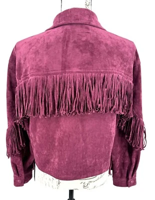 NWT BLANKNYC Free People Women Vegan Leather Jacket Mulberry Sz S Fringe Cropped - Image 1 of 4