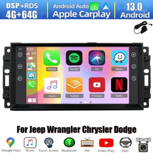 64GB Android 13 Carplay For Jeep Wrangler Chrysler Dodge RAM Car Radio Stereo BT - Picture 1 of 14