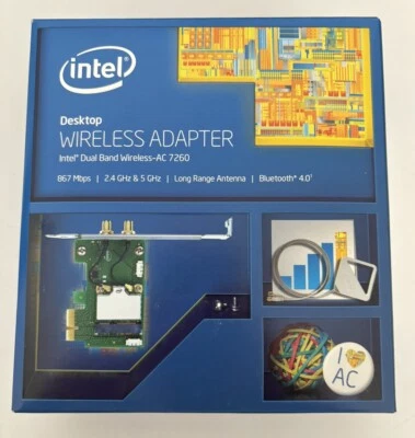 NEW Intel Dual Band Wireless-AC 7260 for Desktop Network Adapter (7260HMWDTX1.R) - Image 1 of 4