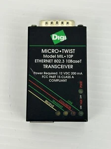 Digi MIL-10P Micro Twist Ethernet Transceiver 802.3 10BASE-T Class A Rev C1 12V - Bild 1 von 7