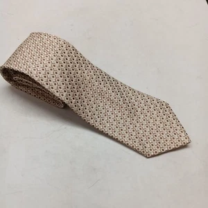 Pronto Uomo Tie Tan Geometric Check Silk Necktie 57.5”x3.5” Designer - Picture 1 of 6