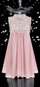 Miss Rosier Helena Kleid rosa verziert Glitzer Plissee Mini Größe Large neu mit Etikett MANGEL - Bild 1 von 13