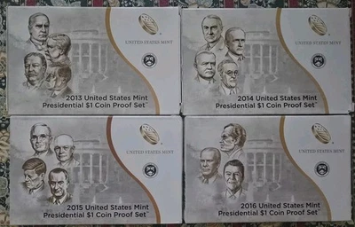 2013 2014 2015 2016 Presidential $1 Proof Coin Set Lot W/ Boxes And CoA - Image 1 of 4
