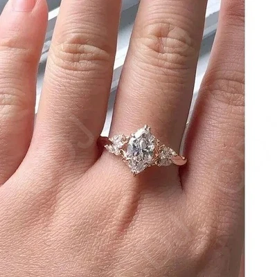 Trendy Lab Created Diamond Anniversary Gift For Women's Pear Cut Ring 925 Silver - image 1 of 4