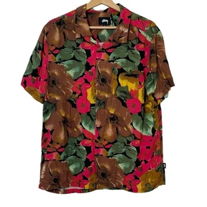 Camisa Stussy Acuarela Floral Cuello de Campamento Para Hombre Grande Rayón Manga Corta - Imagen 1 de 10