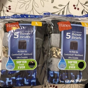 LOT 2 Packs Hanes Boys' ComfortSoft Waistband Boxer Briefs, 5-Pack, Size L 14-16 - Picture 1 of 3