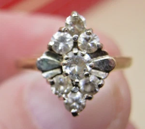 Vintage 9k Gelbgold Art Deco geformter Cluster Ring - Größe N1/2 - Bild 1 von 6