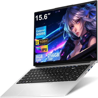 Pc Portatile 15.6 Celeron N5095 Upto 2,9 Ghz Win11 Pro Laptop 8GB RAM 256 - Immagine 1 di 4