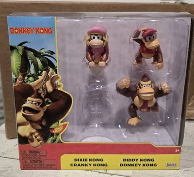 Jakks Pacific Nintendo Donkey Kong 2.5'' Figure 3 pack ONLY Toy Set Diddy Dixie - Image 1 of 4