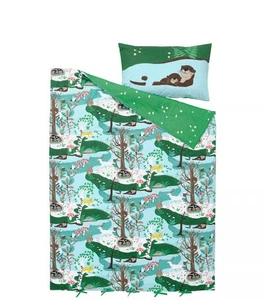 SKOGSDUVA Twin Duvet Cover Set Design By Malin  Gyllensvaan Otter Forest Animal - Picture 1 of 11