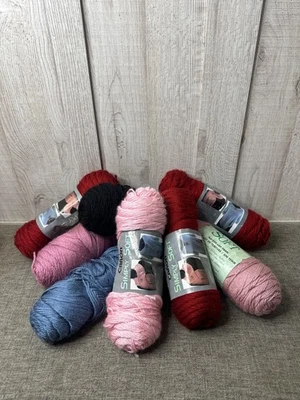 Mainstays & Caron Simply Soft Acrylic Yarn Bundle Mixed Lot Black Pink Burgundy - Image 1 of 4