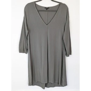 James Perse Dress Ruched Minimalist Neutral Lagenlook Chic Gray Designer Size S - Picture 1 of 14