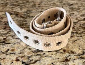 Aeropostale Tan Canvas Belt Silver Studded Grommets 38 Inches. Silver Buckle. - Picture 1 of 7