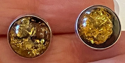 Pendientes de plata de ley con ámbar como piedra 3gm peso total estampado Foto 1 de 3