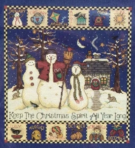 Gezähltes Kreuzstich Set Weihnachten Debbie Mumm Schneemann NEU komplett 1997 - Bild 1 von 5