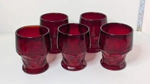 Set 5 Bicchieri Vintage Rosso Rubino Georgiano a nido d'ape 3" Leggi bene - Foto 1 di 24