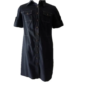 MSK Denim Dress Size 12 Short Sleeves Button Front Collared - Picture 1 of 15