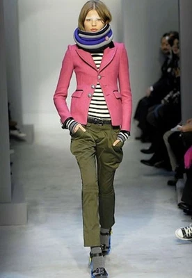 全新带标签 2007 Balenciaga Runway Schoolboy Blazer 夹克粉色 38 Nicolas Ghesquière — 第 1/4 张图片
