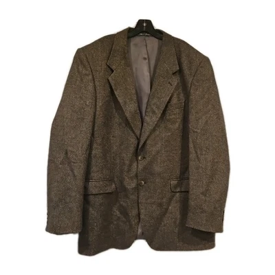 Casaco esportivo masculino vintage lacrosse 44XL 100% lã marrom tweed blazer clássico preppy - Imagem 1 de 4