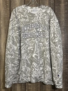 Champion University of Detroit Mercy Sweatshirt 2XL Gray Liquid Marble Pullover - Picture 1 of 7