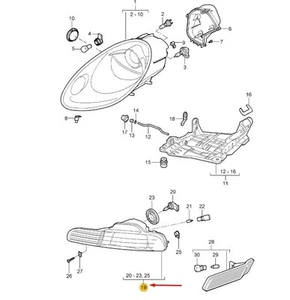 PORSCHE BOXSTER 987 Front Left Additional Light 98763108106 NEW GENUINE - Picture 1 of 2