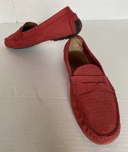Ralph Lauren Womens Red Camila Leather Suede Loafers Flats Driving Moccasin 8.5 - Picture 1 of 9