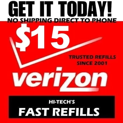 $15 VERIZON PREPAID REFILL 💥 DIRECT TO PHONE 💥ONLINE REFILL ✅ GET IT TODAY! - Image 1 of 3