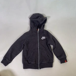 Baby Nike Club Hoodie Full Zip Size 24 Months Charcoal Gray White Embroidered - Picture 1 of 10