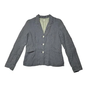 120% Lino Women’s Navy Blue Polka Dot 100% Linen Sports Coat Blazer Size 42 - Bild 1 von 8