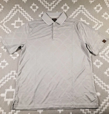 Greg Norman Mens Playdry Golf Shirt 'For Tasso Elba' Medium Grey Diamond Pattern - Image 1 of 4