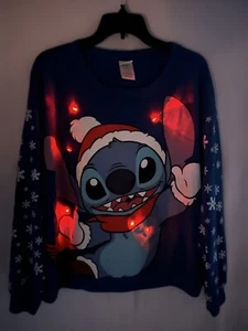 Disney Stitch Womens Light Up Stitch Sweatshirt XXXL/3XL Christmas Ugly Party - Picture 1 of 6