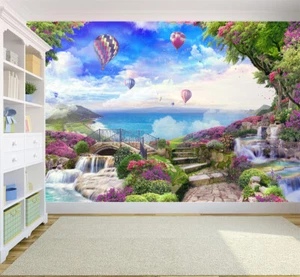 3D Seascape Garden Landscape Self-Adhesive Wall Murals Poster XXL Wallpaper - Picture 1 of 5