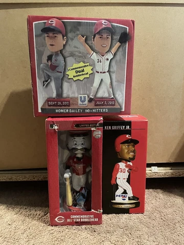 cincinnati reds bobbleheads Ken Griffey Jr, Allstar Game Mr Red, Dual Homer Bail Cover