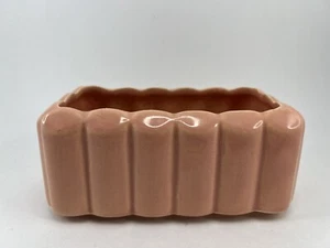 McCoy Vintage Pink Rose Bamboo Style Planter Rectangle MCM Boho - Picture 1 of 6