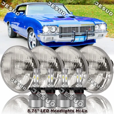 For Buick GS 455 1970-1972 Round 4pcs 5-3/4 5.75" inch Headlights Hi/Lo Beam - Image 1 of 4
