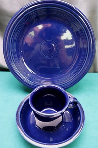 FIESTAWARE 3 pc Cobalt Blue Dinner Plate Coups Soup Bowl & Mug - Picture 1 of 10