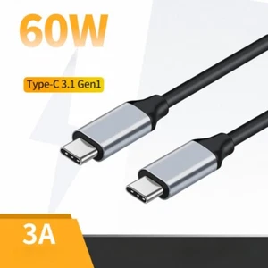Type C 3.1 Male to Male 60W 3A PD Fast Charging Data Transfer Cable for Laptops - Picture 1 of 6