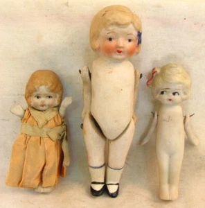 3 MUÑECAS BISQUE FLAPPER ROPA ORIGINAL c.1920 - Imagen 1 de 3