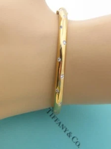 TIFFANY & CO. ETOILE BRACEELET BANGLE 0.21 10 DIAMOND 18K YELLOW GOLD PLATINUM - Picture 1 of 4