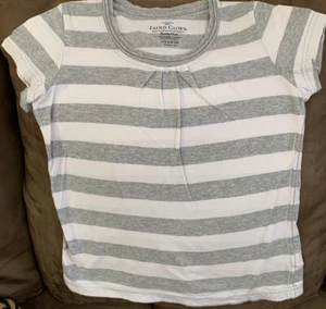 GIRLS T-SHIRT SIZE 10/12 GREY/STRIPES - Picture 1 of 2