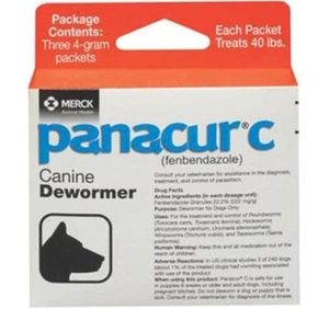 Panacur C 4 gram Canine 40lbs Dewormer Treatment (3 packets) - Picture 1 of 1