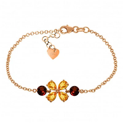 14K. PULSERA ORO MACIZO CON CITRINOS Y GRANATES Foto 1 de 4