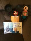 VINTAGE WALT DISNEY WIND UP MICKEY MOUSE. HAT AND 1959 ORIG. GUIDE BOOK