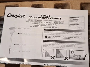 Energizer 8 Pack Solar Pathway LED Lights Outdoor-Stainless Steel 15 Lumen - Picture 1 of 3