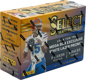 2023 PANINI SELECT DRAFT PICKS FOOTBALL 48 CARD MEGA BOX EXCL WHITE LAZER PRIZMS
