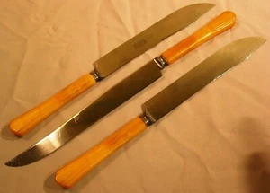 RARE Vintage Sta-Brite EKCO Stainless & Amber Bakelite Carving Knives Set - Picture 1 of 3